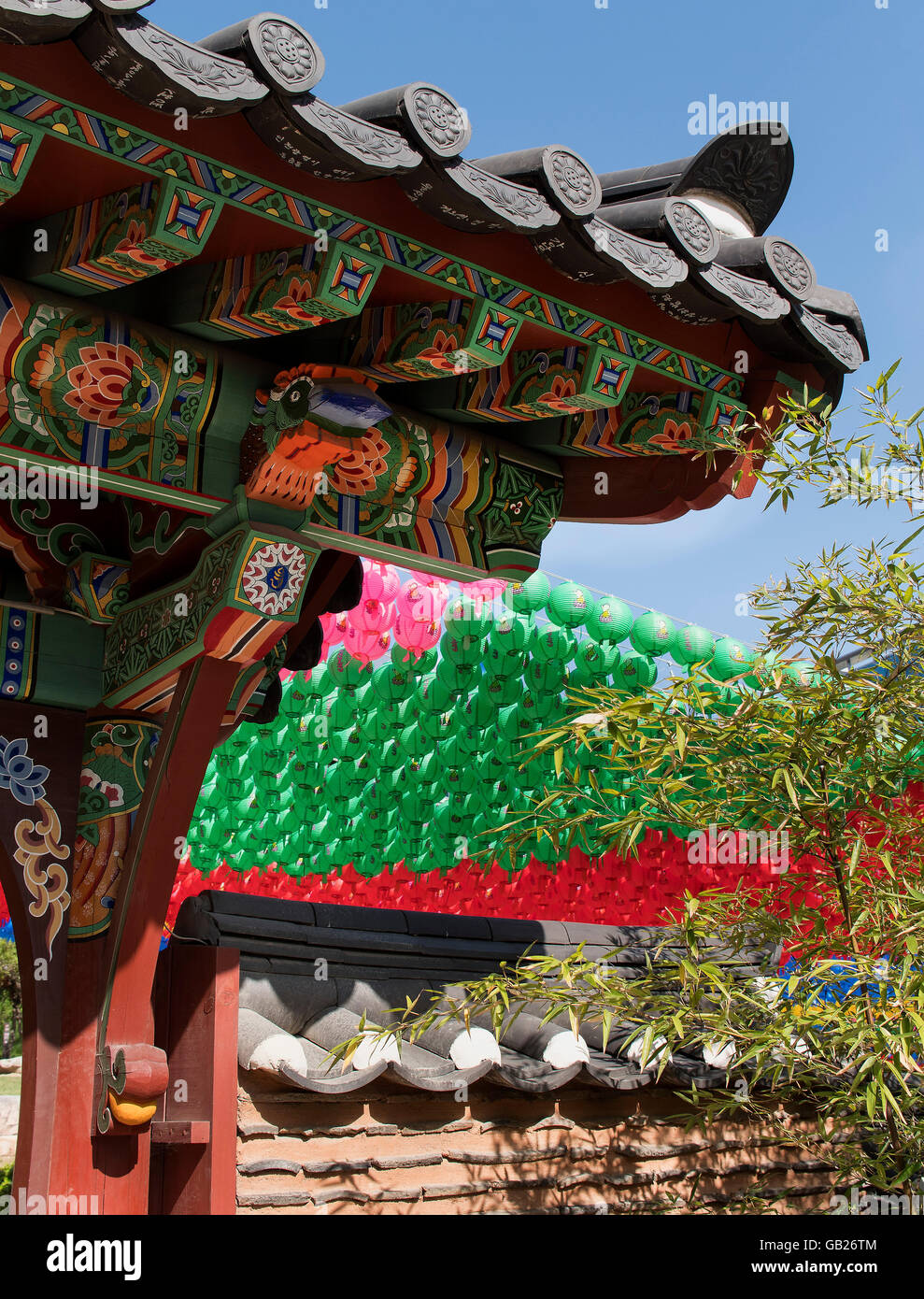 Decoration at Buddha's birthday, buddhistic temple Bonyeun-sa in Gangnam, Seoul, South Korea, Asia Stock Photo