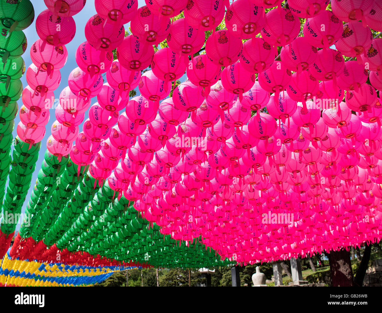 Decoration at Buddha's birthday, buddhistic temple Bonyeun-sa in Gangnam, Seoul, South Korea, Asia Stock Photo