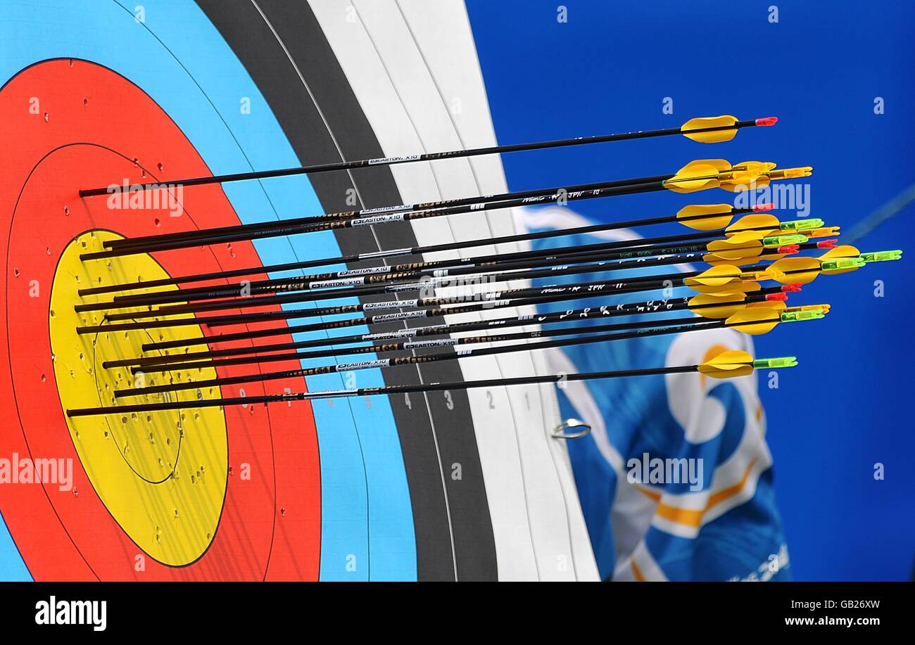 An Archery target at the Beijing Olympic Green Archery Field Stock