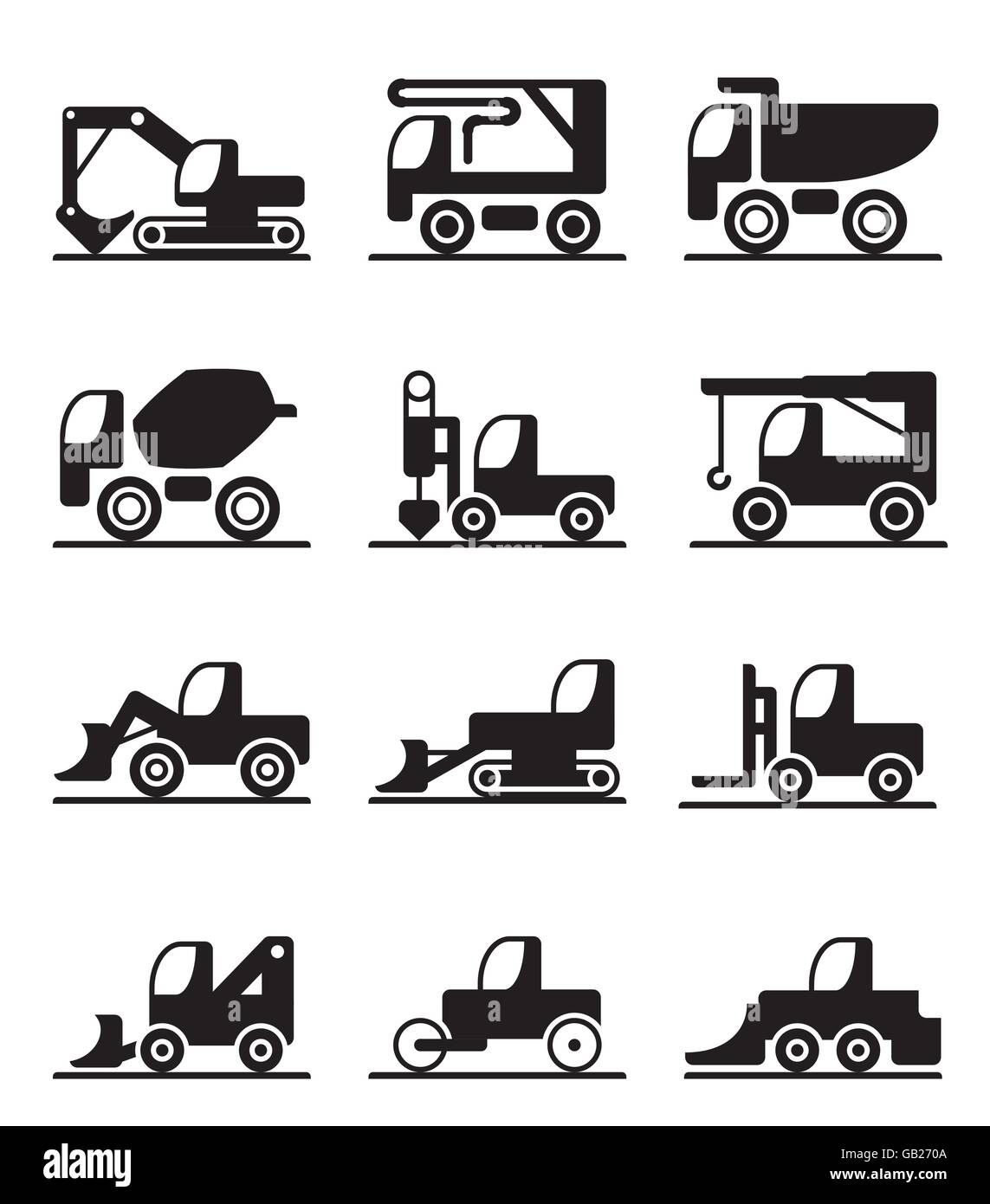 Construction  trucks and vehicles - vector illustration Stock Vector