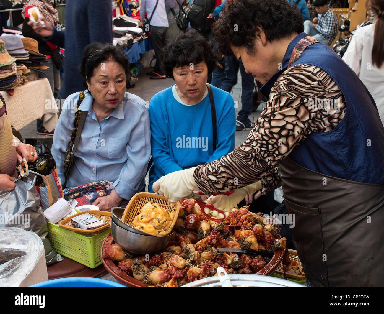 sea anemone seafood  at Namdaemun market, Seoul, South Korea, Asia Stock Photo