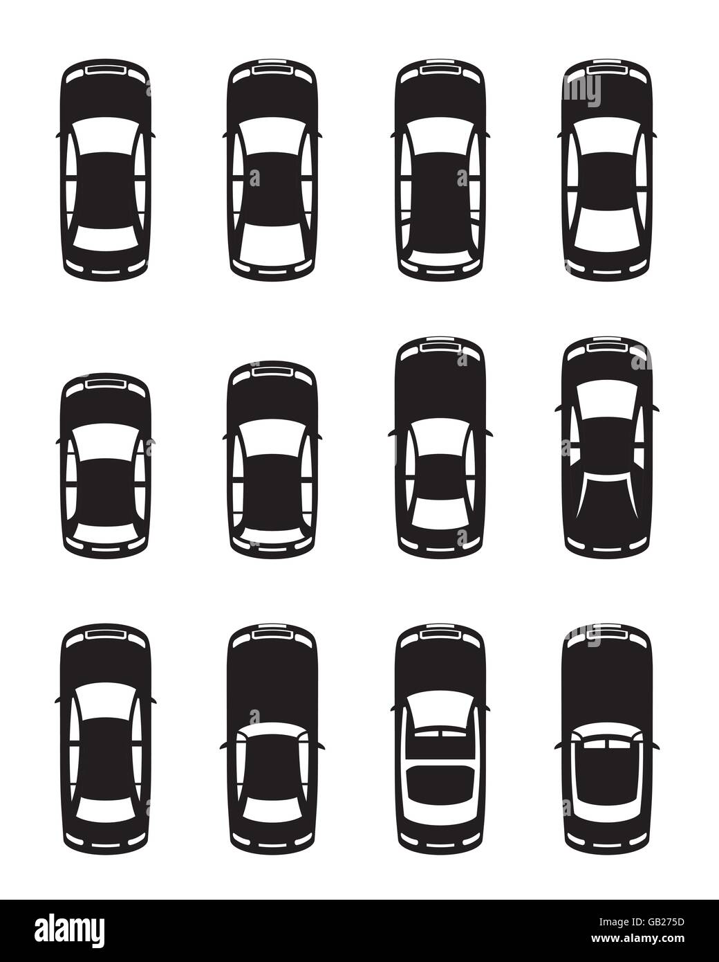 Different cars seen from above - vector illustration Stock Vector Image ...