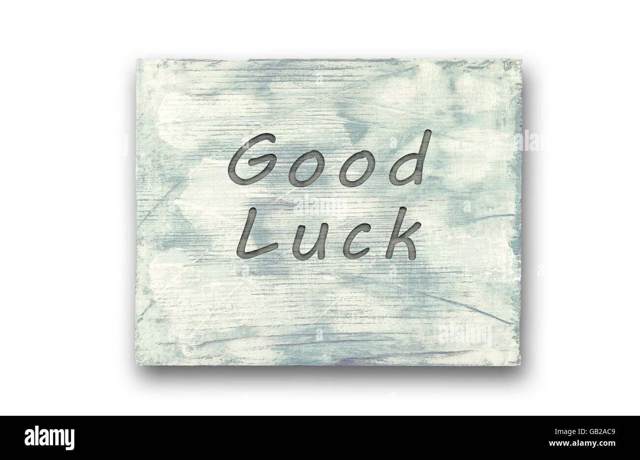 Vintage hipster motivational phrase note, Good Luck sign. Stock Photo