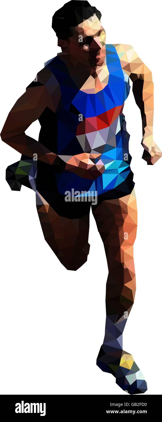 running man from top lowpoly art Stock Vector