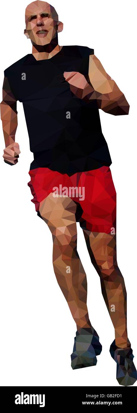 running man from front lowpoly art Stock Vector