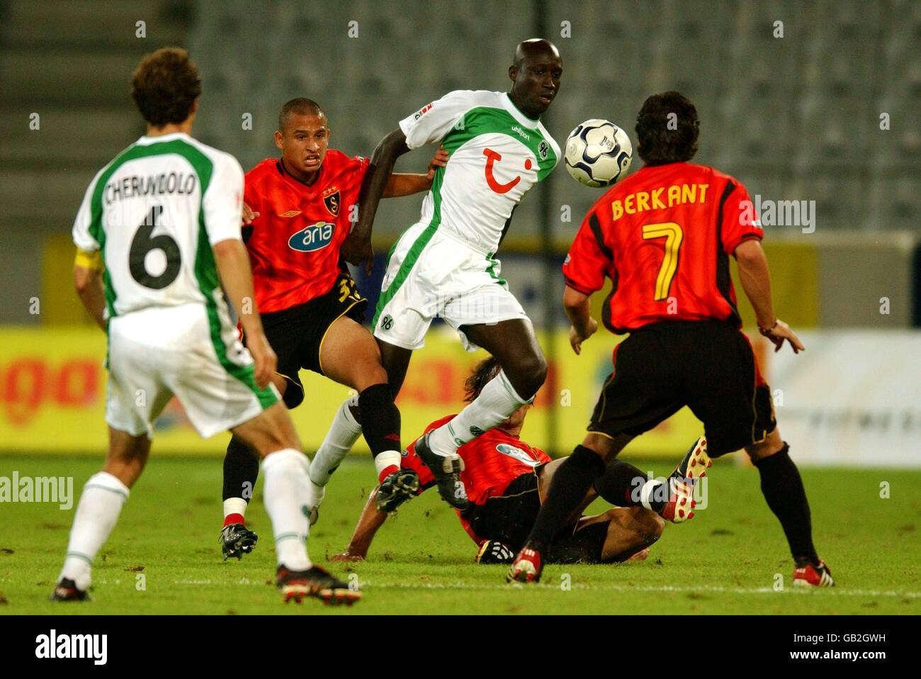 Soccer - Alpen cup 2003 Final - Galatasaray v Hannover 96. Babacar N'Diaye of Hannover 96 controls the ball Stock Photo