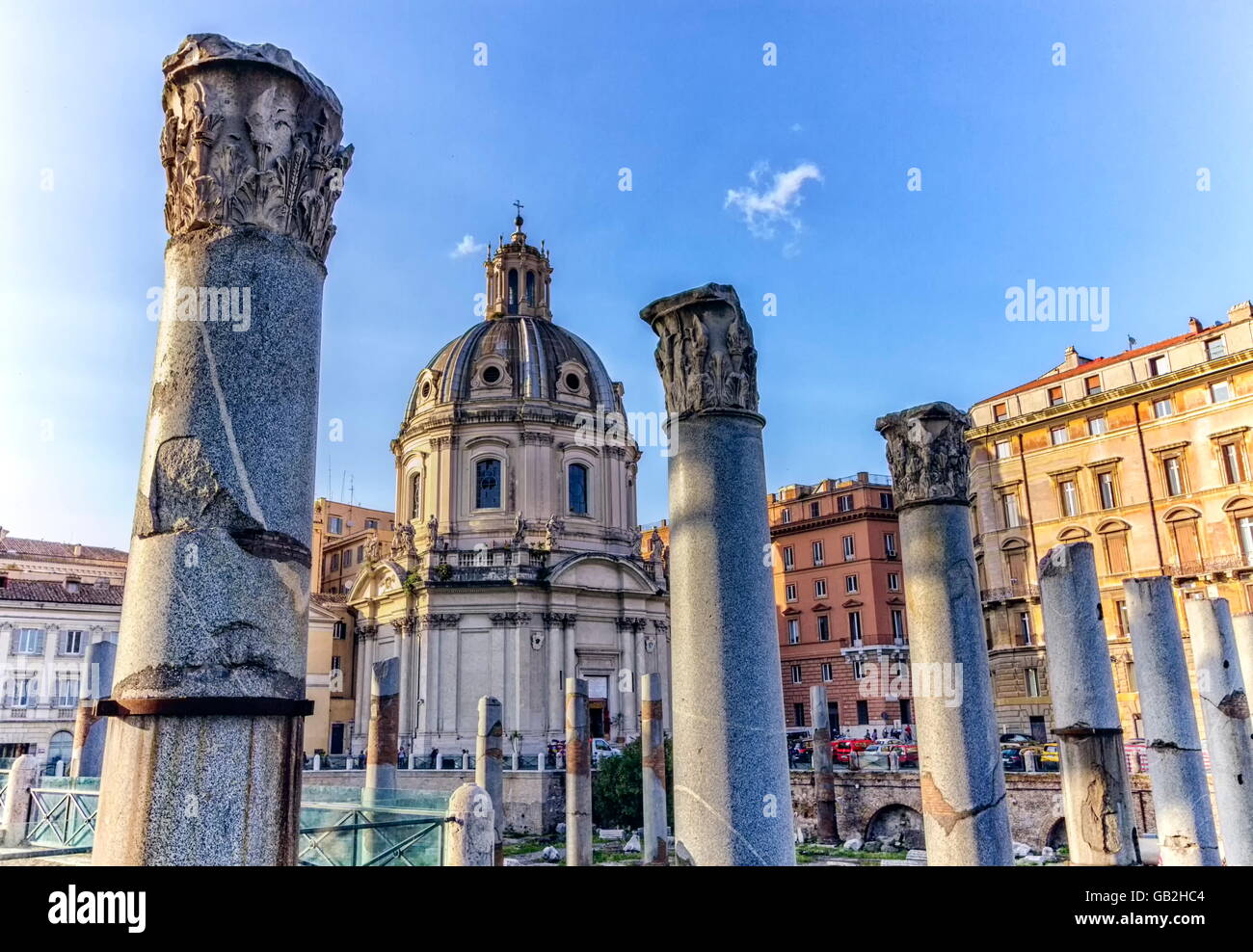 Ruins of Forum Romanum on Capitolium hill in Rome by day, Italy Stock Photo
