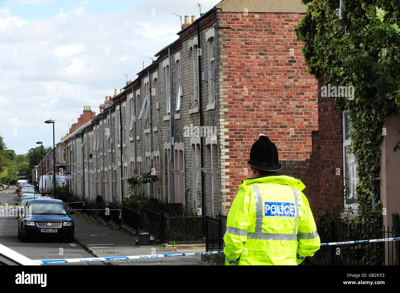 The scene in Newcastle upon Tyne's West End where two people were found
