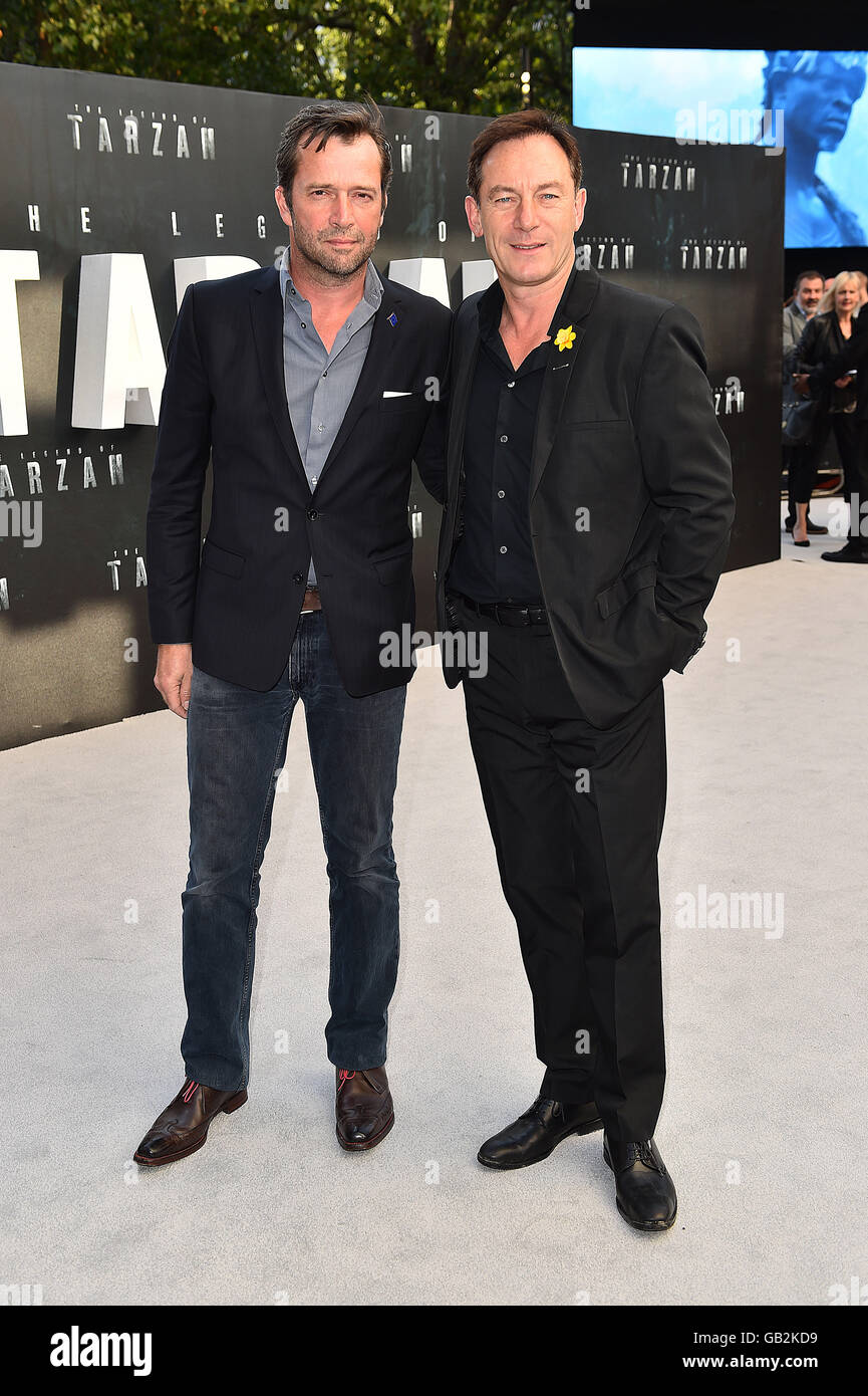 James Purefoy (left) and Jason Isaacs attending The Legend of Tarzan European Premiere held at Odeon, Leicester Square, London. Stock Photo