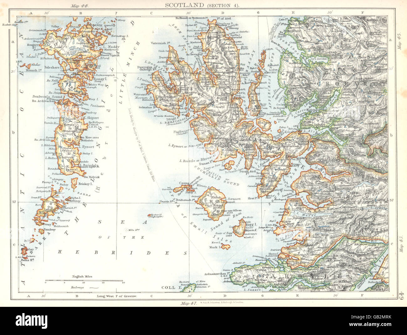 SCOTLAND Long Island North South Uist;Isle of Skye;Rum;Barra; Hebrides 1897 map Stock Photo Alamy