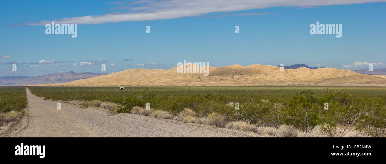 Panorama of Kelso sand dunes in the Mojave National Preserve, USA Stock Photo