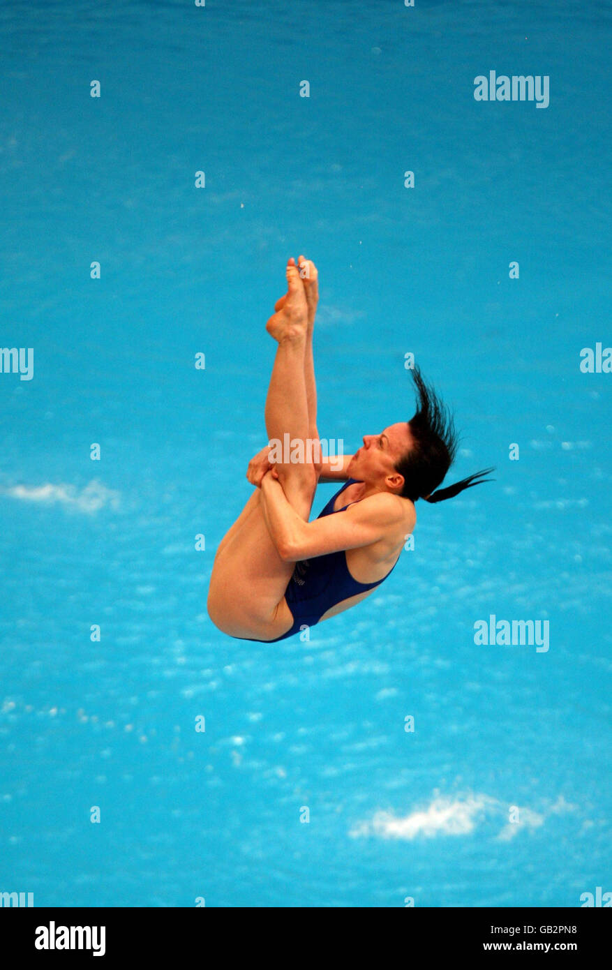Great Britain's Rebecca Gallantree during the women's 3 metre springboard preliminary round at the Beijing National Aquatic Center during the 2008 Beijing Olympic Games in China. Stock Photo