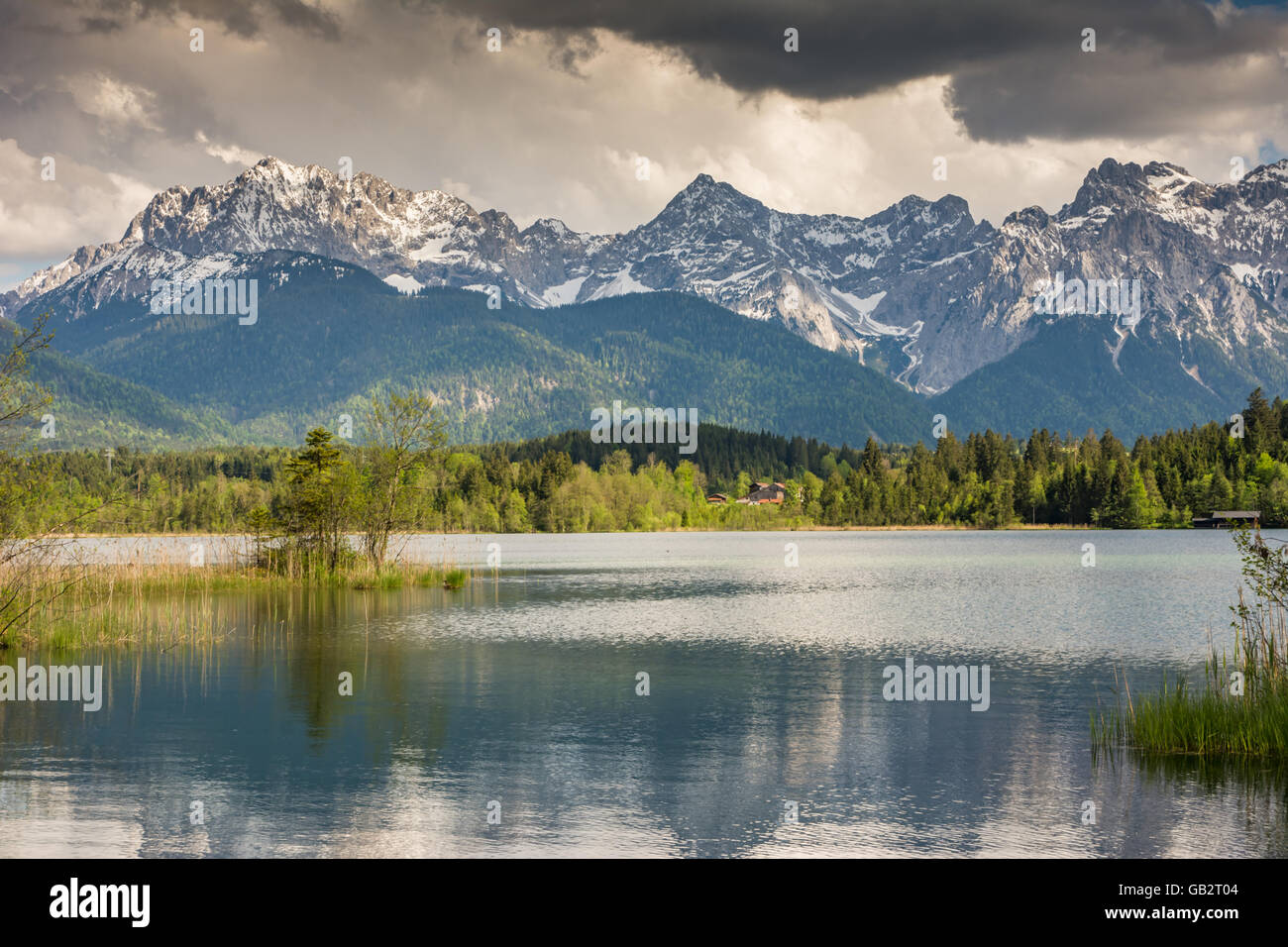 Mountains at lake Barmsee in the alps of Bavaria Stock Photo - Alamy