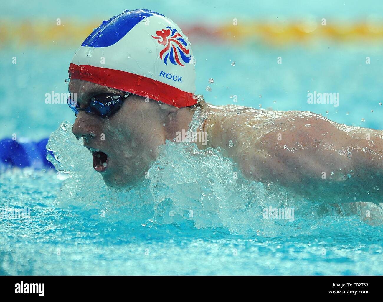 Great Britain's Michael Rock during heat 5 of the men's 200m butterfly. Stock Photo