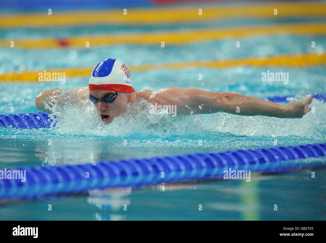 Great Britain's Michael Rock during heat 5 of the men's 200m butterfly. Stock Photo