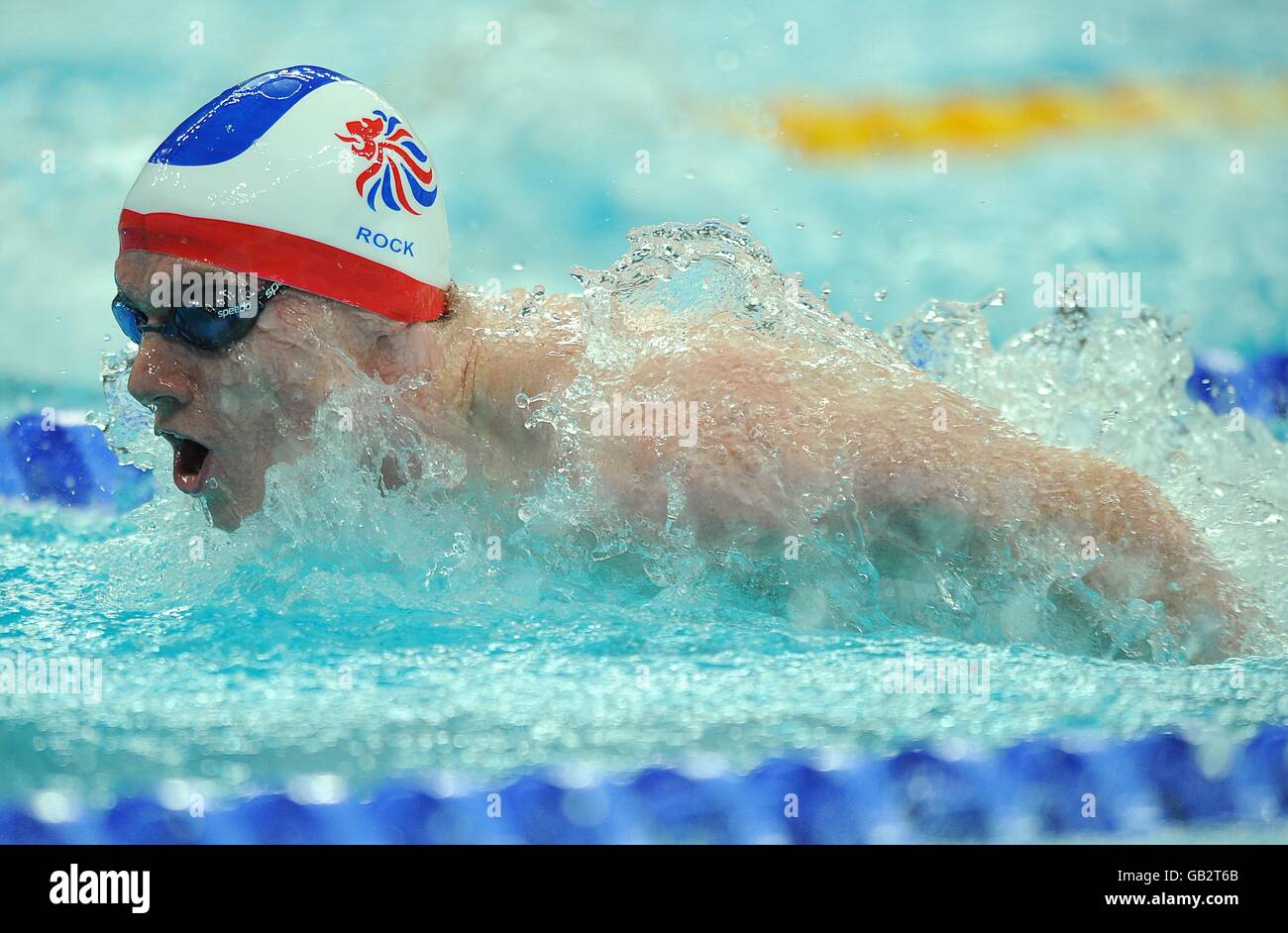 Great Britain's Michael Rock during heat 5 of the men's 200m butterfly. Stock Photo