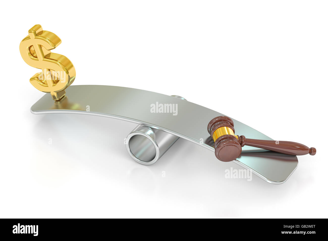 balance concept, law and money. 3D rendering isolated on white background Stock Photo