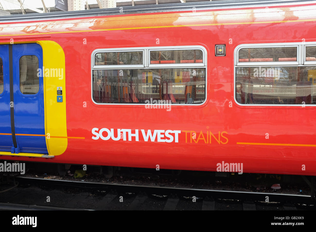 A South West train in England. Stock Photo