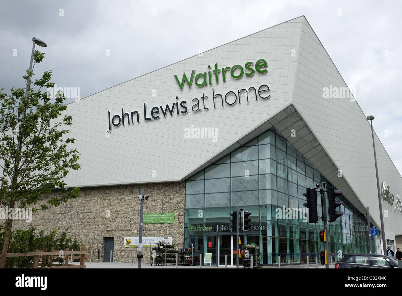 A Waitrose and John Lewis store in Basingstoke, England. Stock Photo