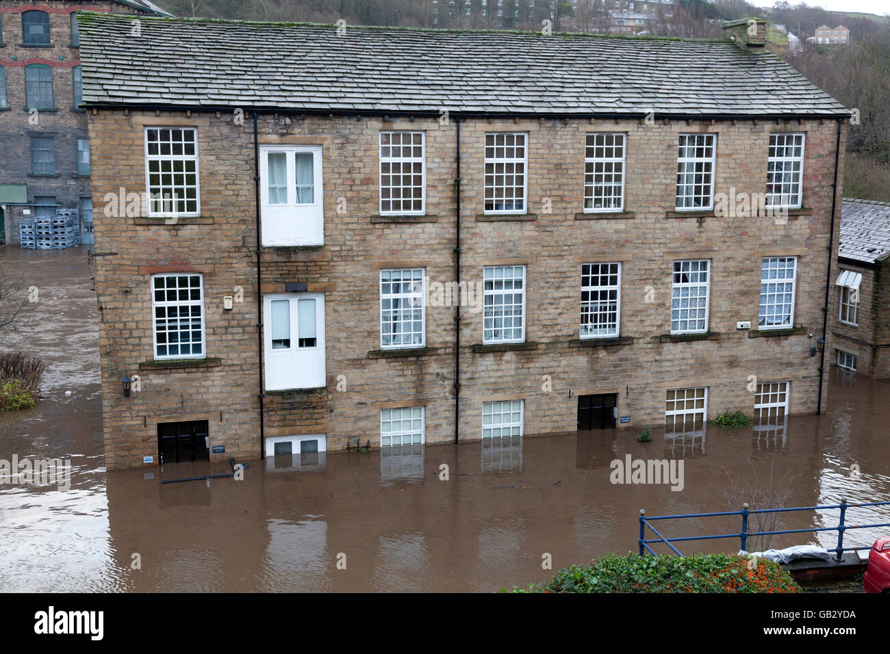 Apartments flooded at Carlton Mill, December 2015, Sowerby Bridge, West