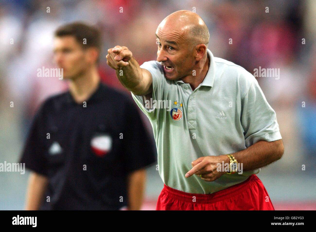 Red Star Belgrade coach Slavoljub Muslin points the way forward Stock Photo
