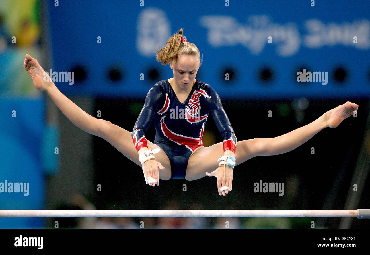 USA's Nastia Liukin during the Women's Uneven Bars Final individual event at the National Indoor Stadium during the 2008 Beijing Olympic Games in China. Stock Photo