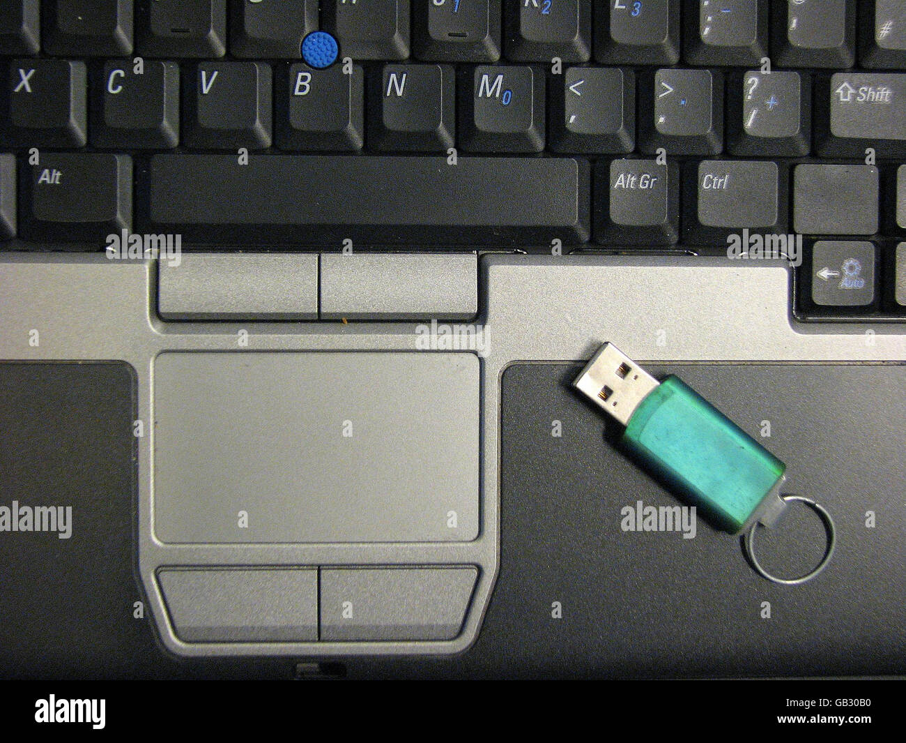 A general view of a memory stick on a laptop computer. The names