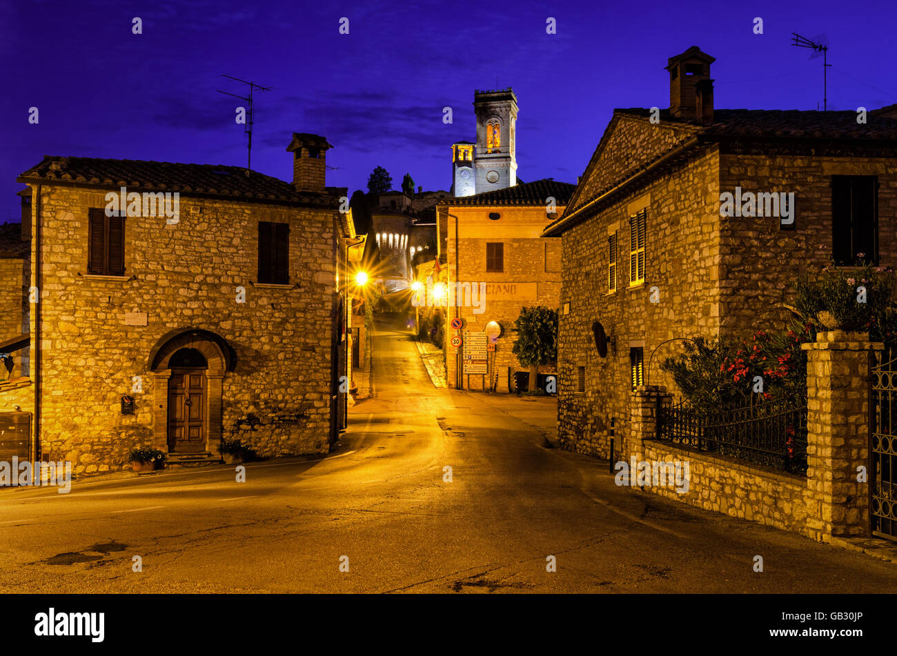 Corciano (Umbria) at blue hour Stock Photo