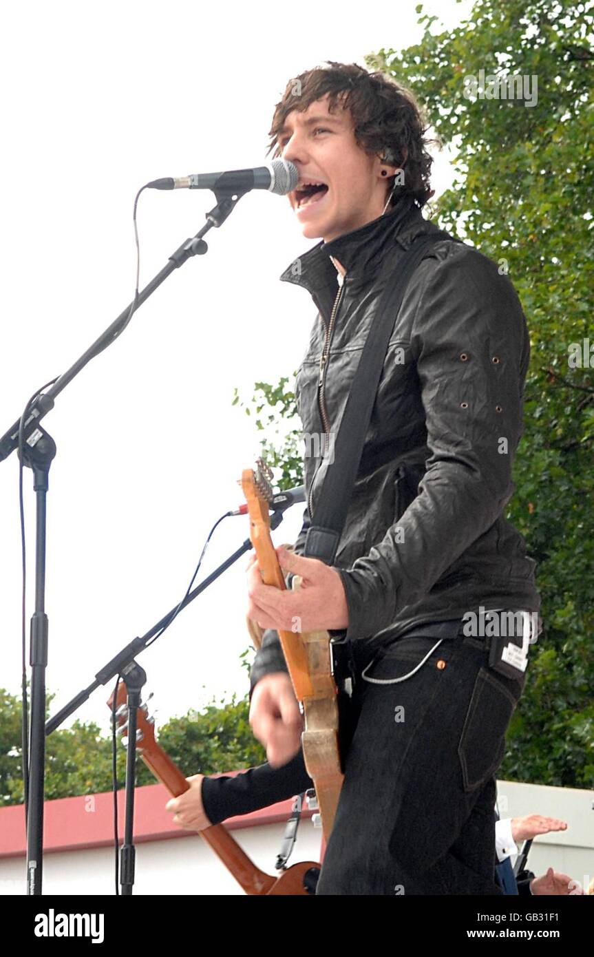 Danny Jones of McFly performs at the party to begin the countdown to the London 2012 Olympics, The Mall, SW1. Stock Photo