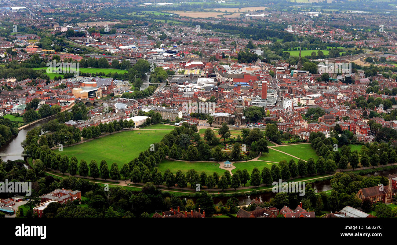 Shropshire Feature. A general view of Shrewsbury Town centre, Shropshire Stock Photo