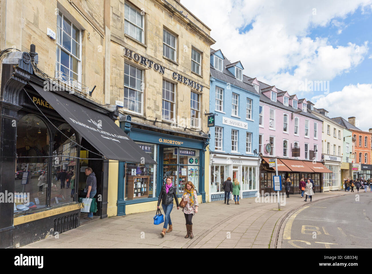 Attractive shops in the Cotswold town of Cirencester, Gloucestershire England, UK Stock Photo