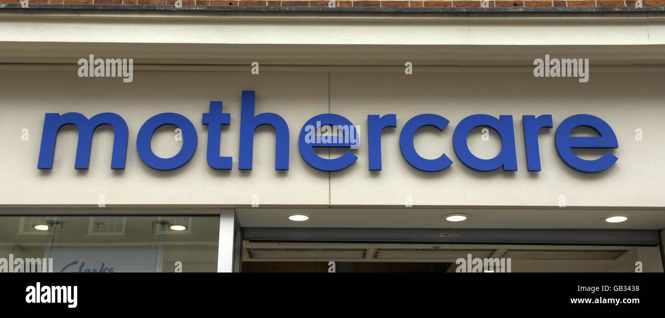 General view of a Mothercare store sign on Oxford Street in London