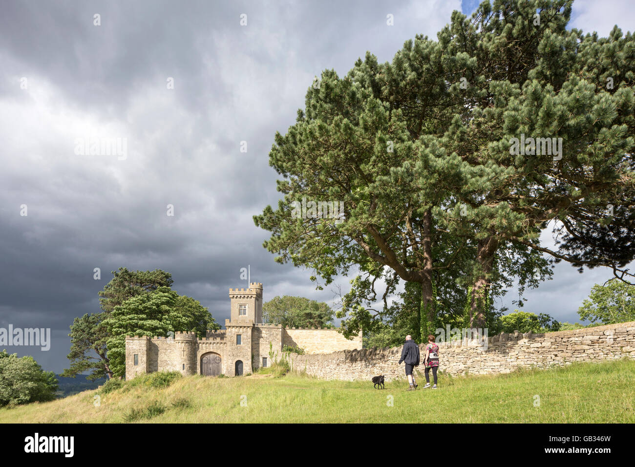 The local folly known as Rodborough Fort or Fort George on Rodborough Common, Stroud, Gloucestershire, England, UK Stock Photo