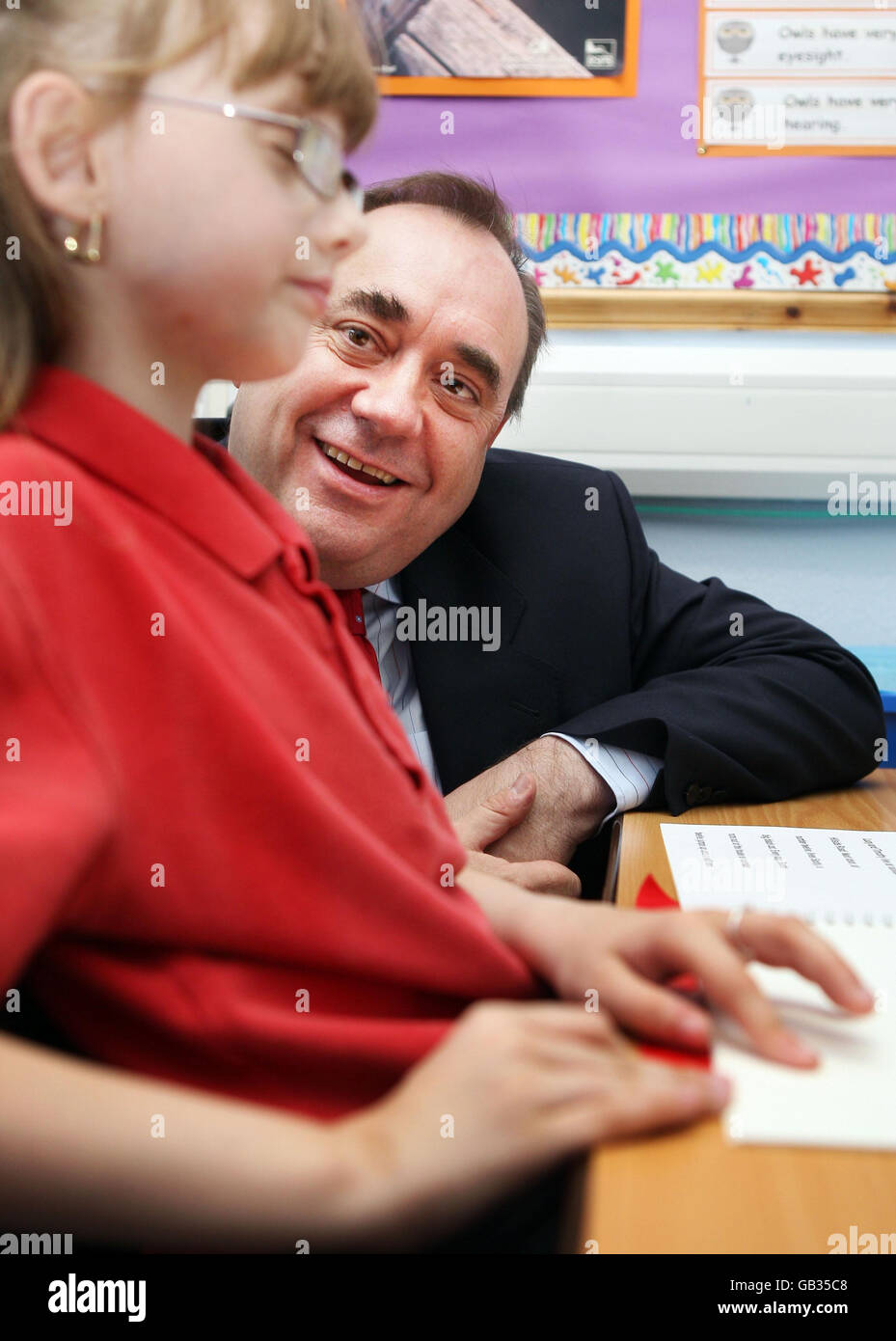 Alex Salmond visits the Royal Blind School and Scottish Braille Press Stock Photo