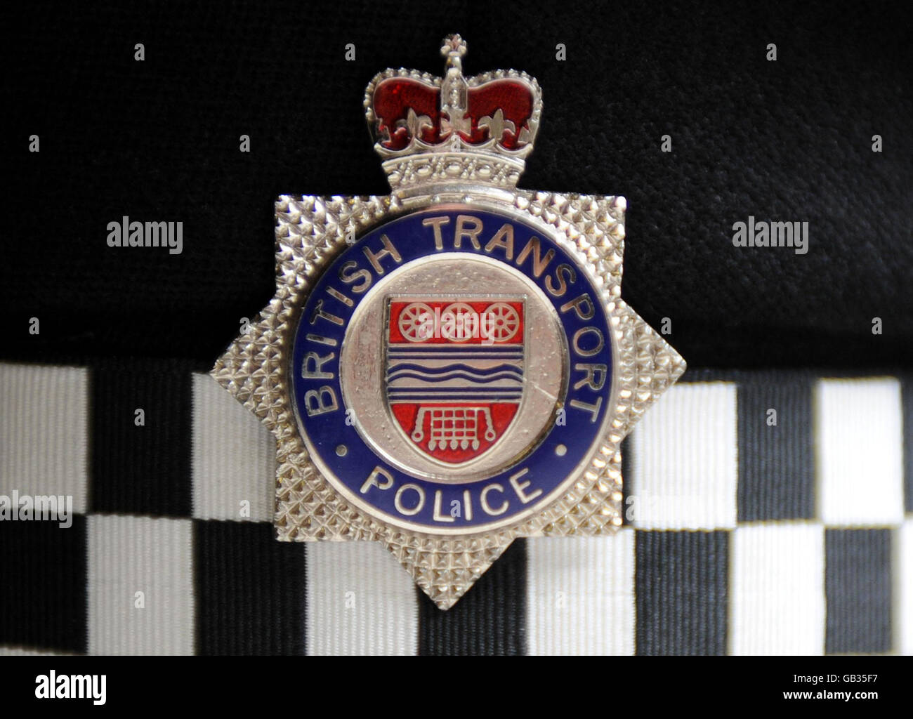 Generic stock. General view of a British Transport Police cap badge. Stock Photo