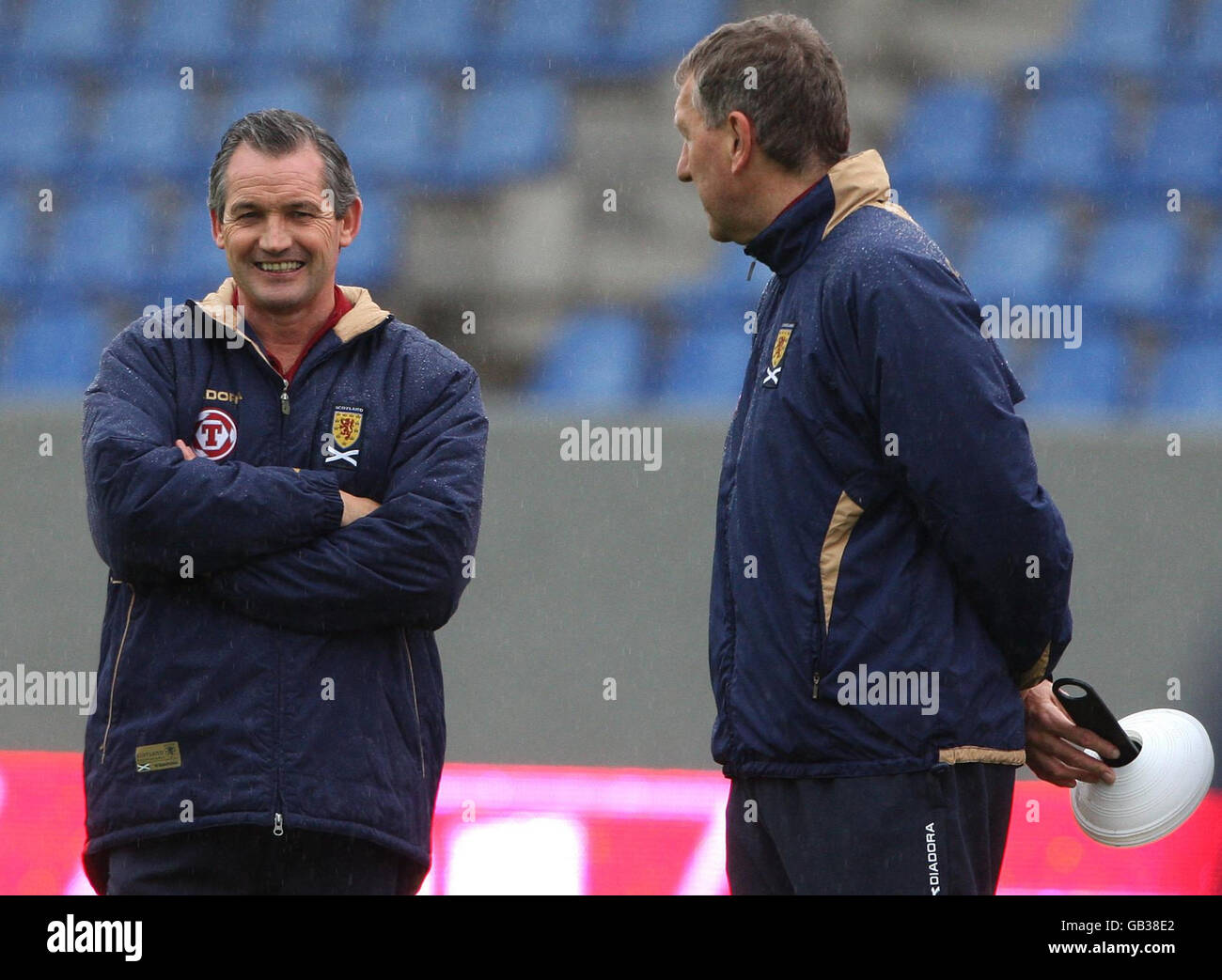Soccer - FIFA World Cup 2010 - Qualifying Round - Group Nine - Scotland Training Session - Laugardalsvollur Stadium. Scotland's manager George Burley during the training session at the Laugardalsvollur Stadium, Reykjavik. Stock Photo