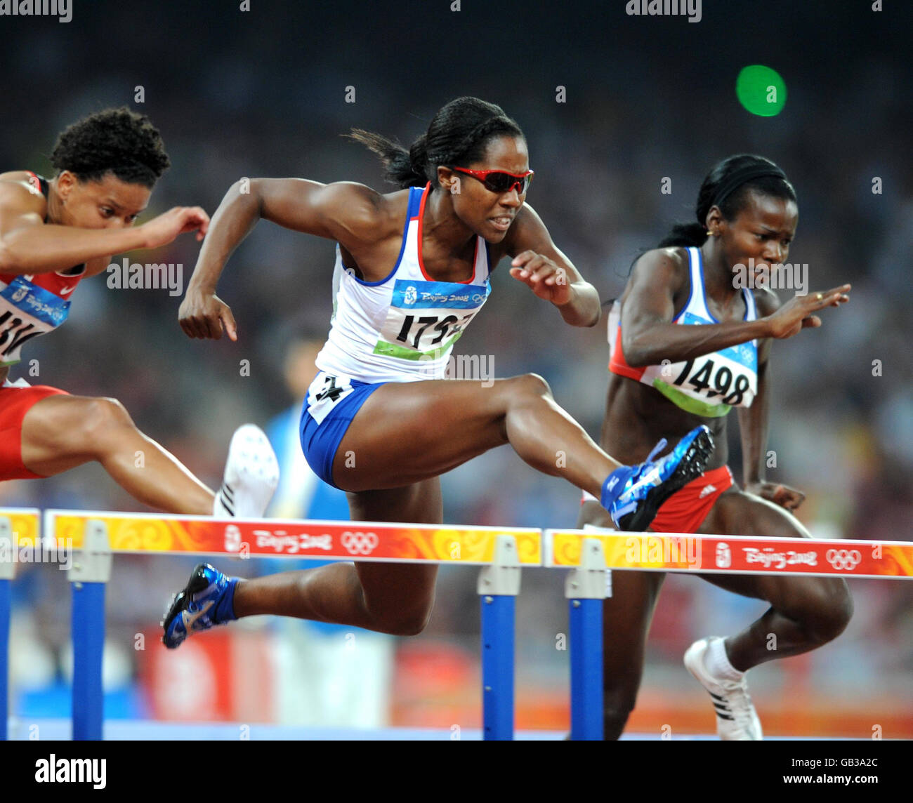 Great Britain's Sarah Claxton in action in her 100m hurdles heat in the