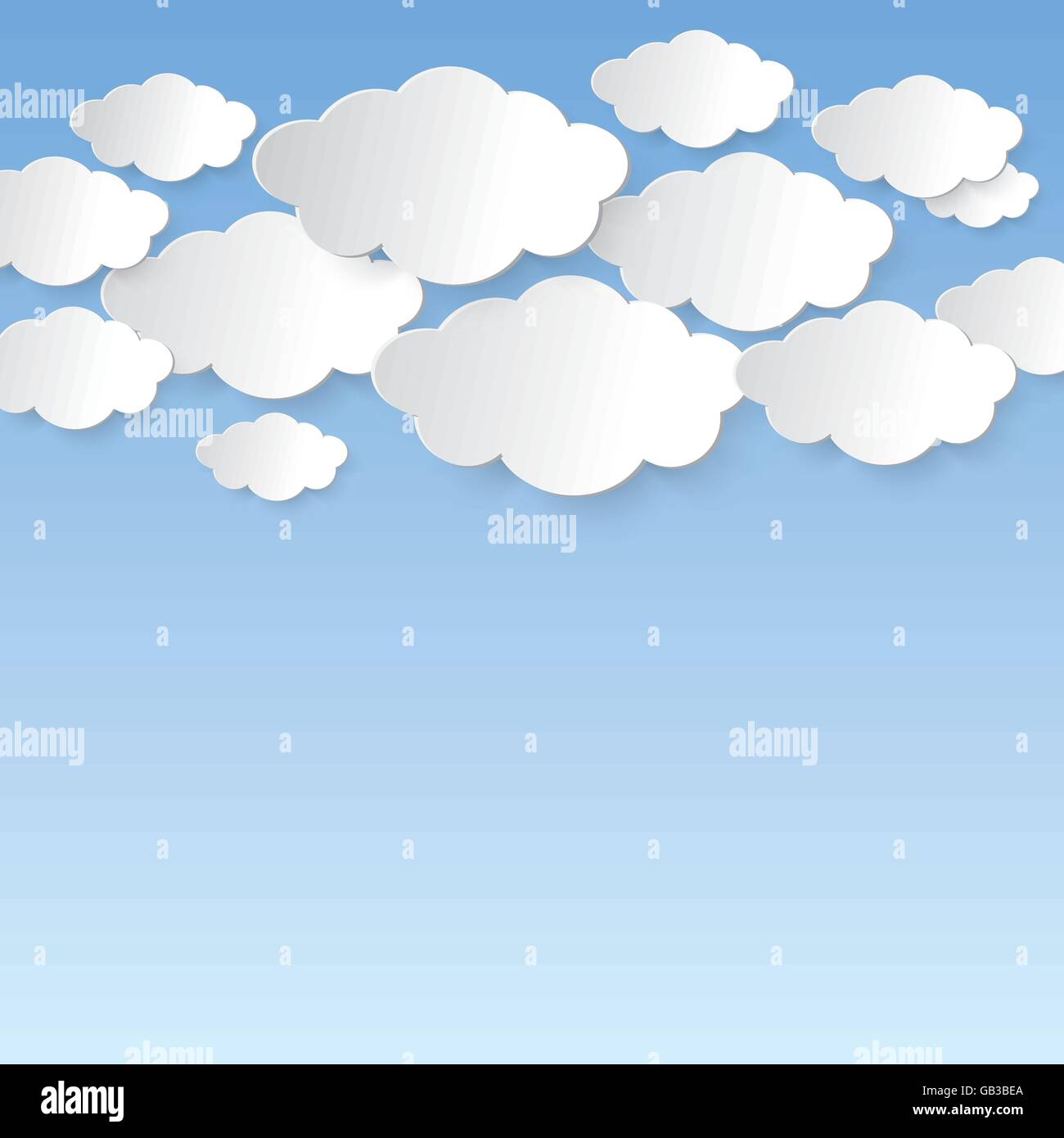 Paper art white clouds on light blue sky. Use as background or ...