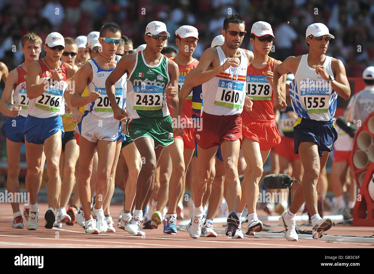 The start of the Men's 20 kilometre walk at Beijing's National Stadium ...