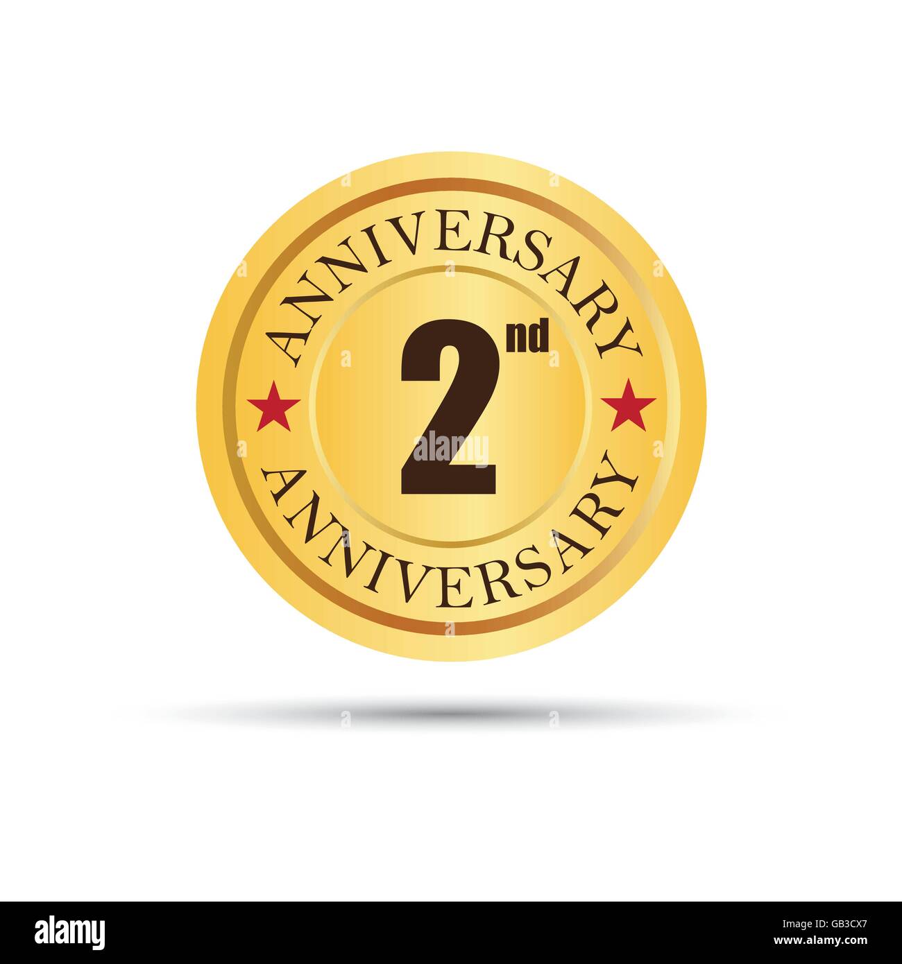 Golden badge 2 years anniversary logo Stock Vector