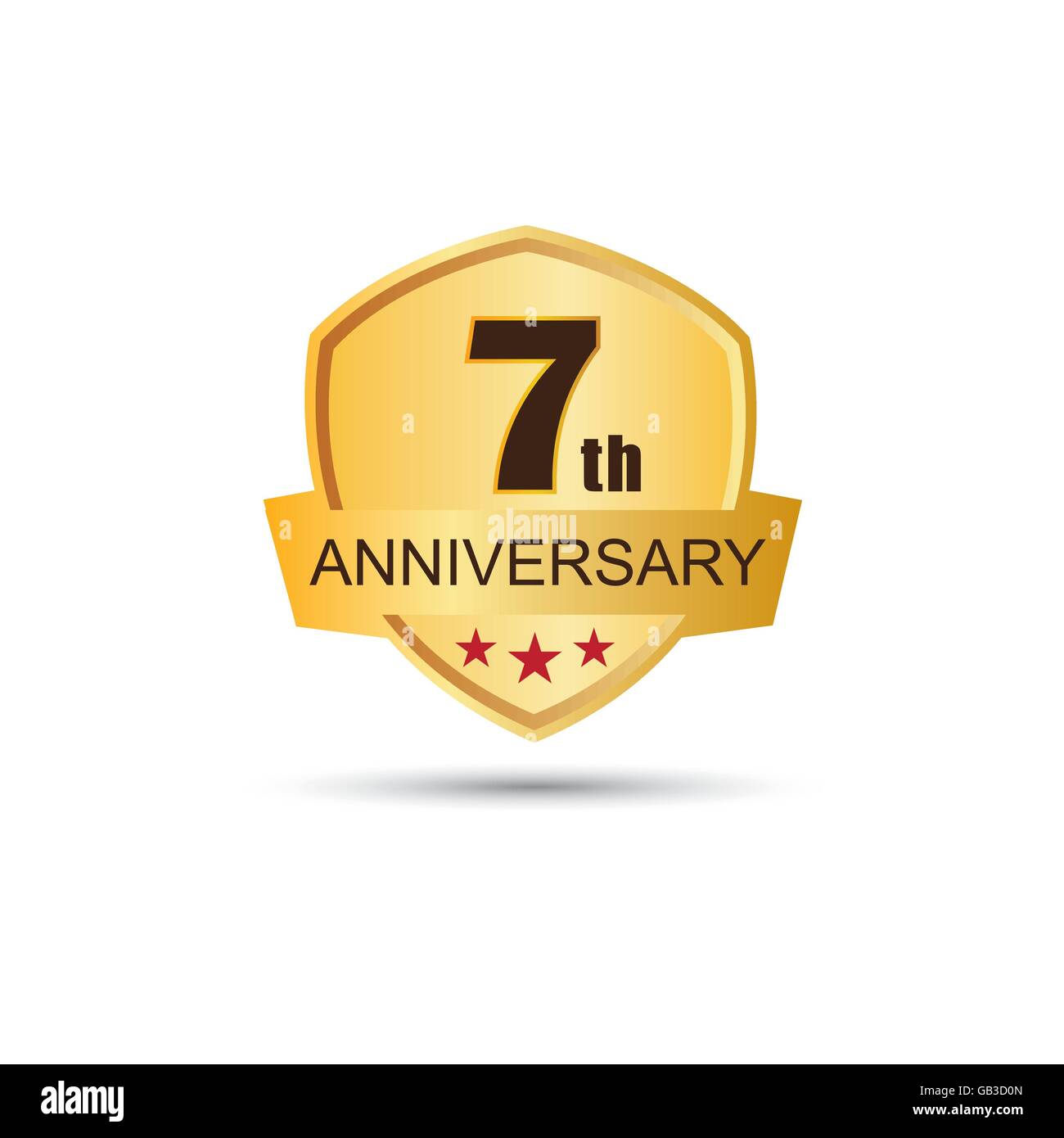 Golden badge 7 years anniversary logo Stock Vector