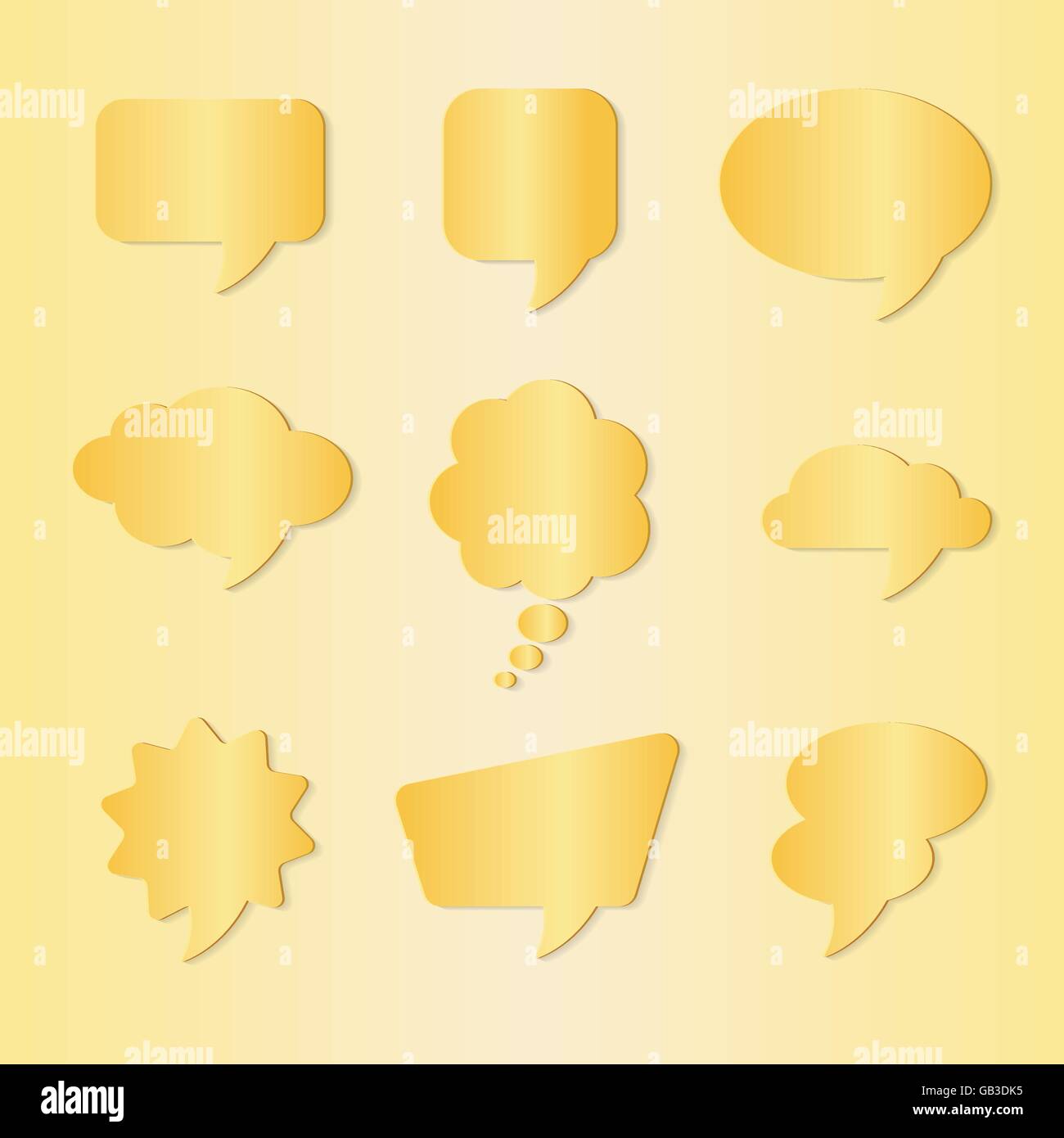 Set of nine gold dialog boxes Stock Vector