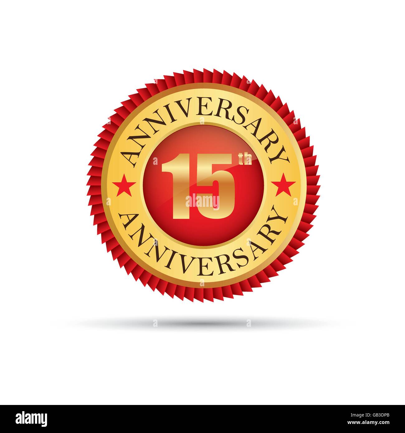 Golden badge 15 years anniversary logo Stock Vector