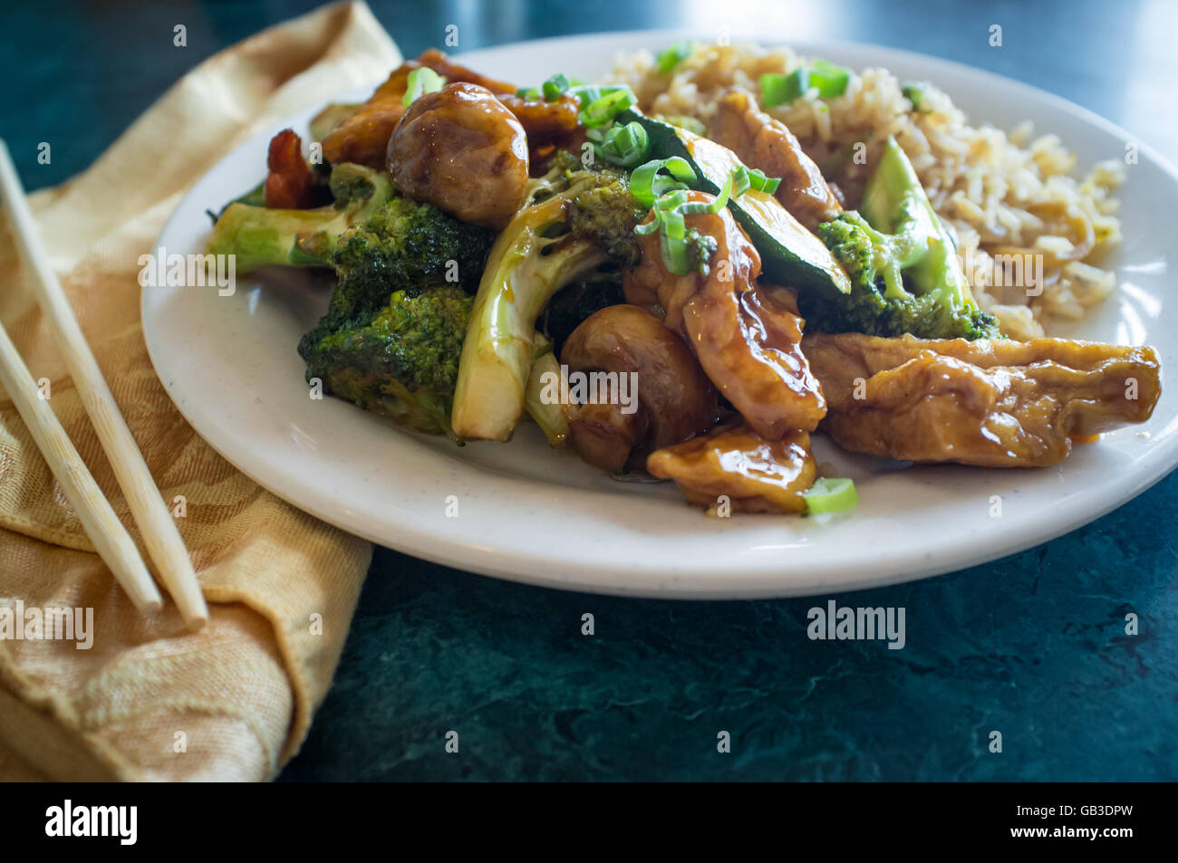 Buddhas delight vegetarian chinese food dish with fried bean curd Stock