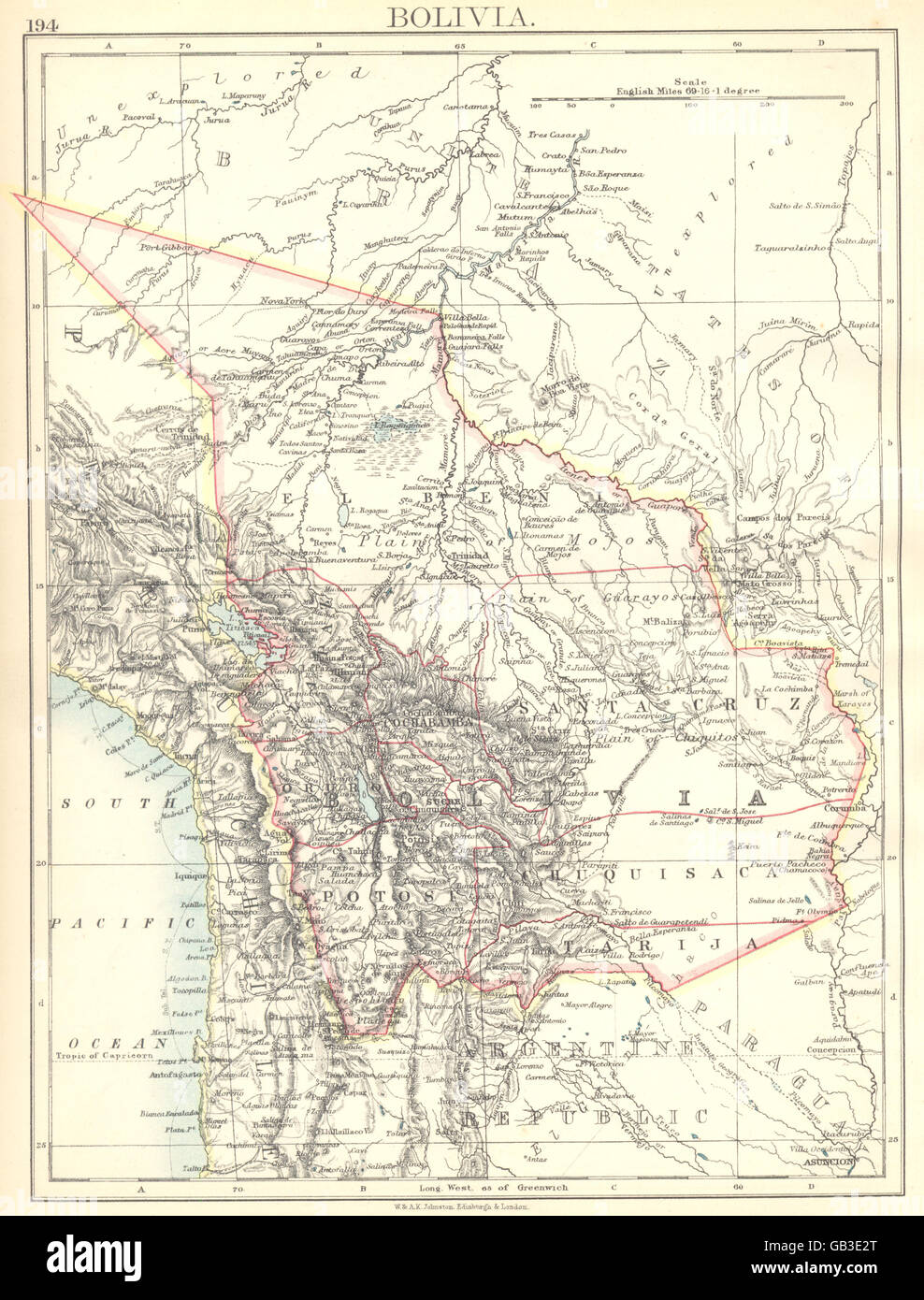 BOLIVIA: Bolivia map, 1897 Stock Photo