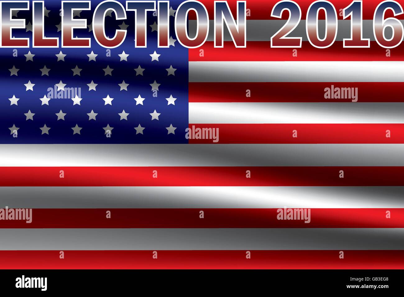 USA presidential election 2016 on USA flag background. Vote for US president 2016 graphic design background. Stock Vector