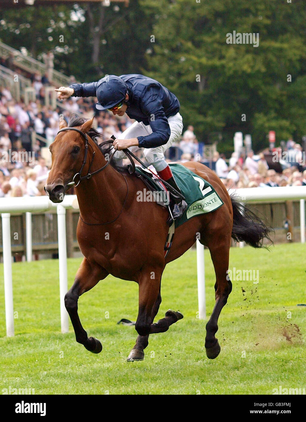 Horse Racing Newmarket Racecourse. Johnny Murtagh celebrates on Duke