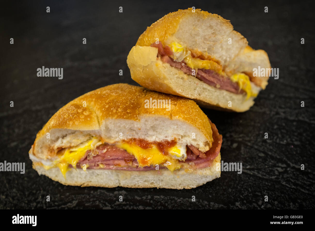 Taylor ham egg and cheese breakfast sandwich on a kaiser roll from New