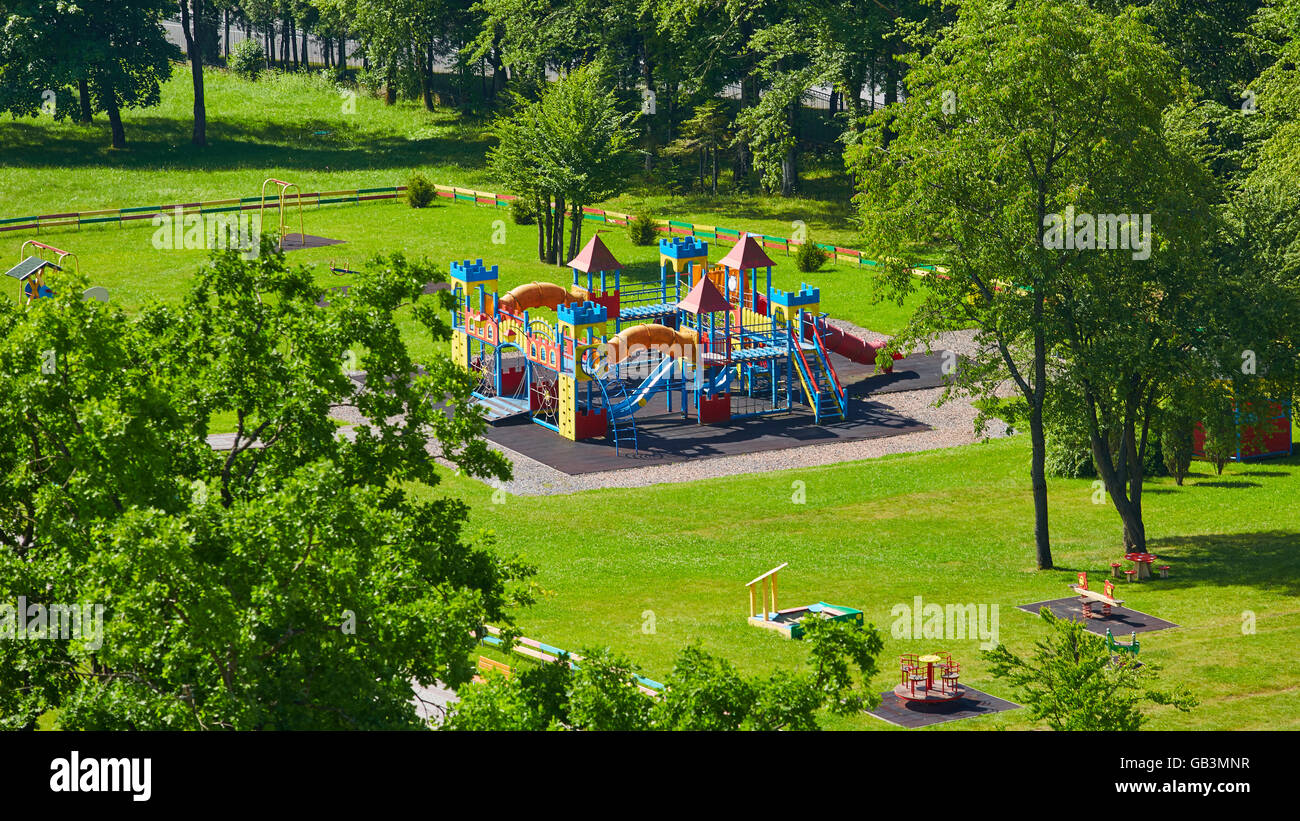 Playground equipment in the park Stock Photo Alamy