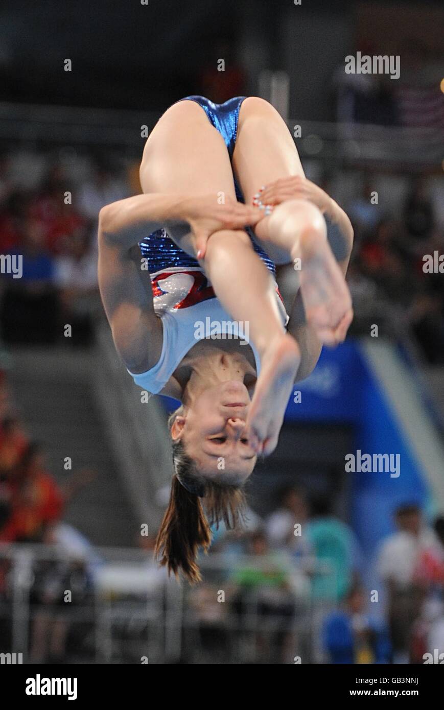 France's Laetitia Dugain competes in the Women' Individual All-Around Final sduring the 2008 Olympic Games in Beijing. Stock Photo